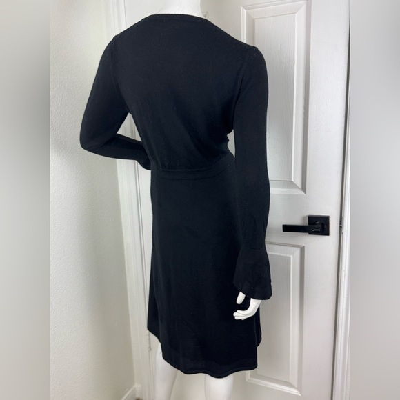 Boden Pure Wool Black Frill Knitted Skater Dress  Size 14 Gold buttons.  A26 - Picture 7 of 13